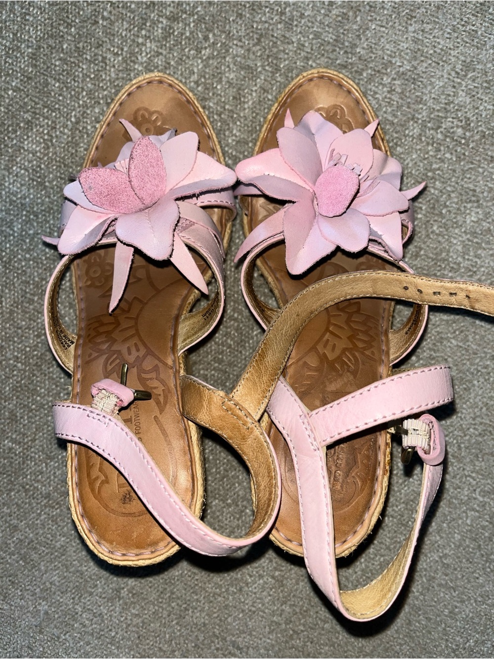 Born Pink Floral Leather Flower-Embellished Sandals